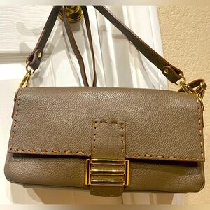 Made In Italy East West Beige Soft Leather Crossbody Bag- Purchased In Italy